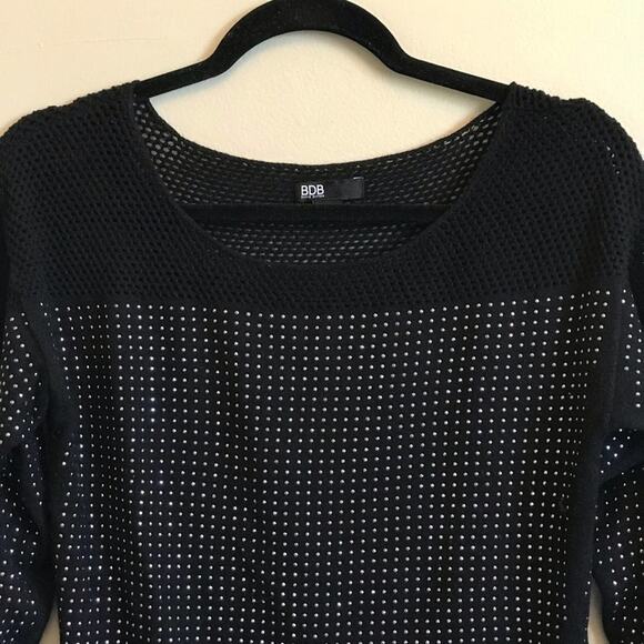 Buffalo David Bitton L Vintage Y2K black long sleeve t-shirt sparkle - Picture 2 of 8